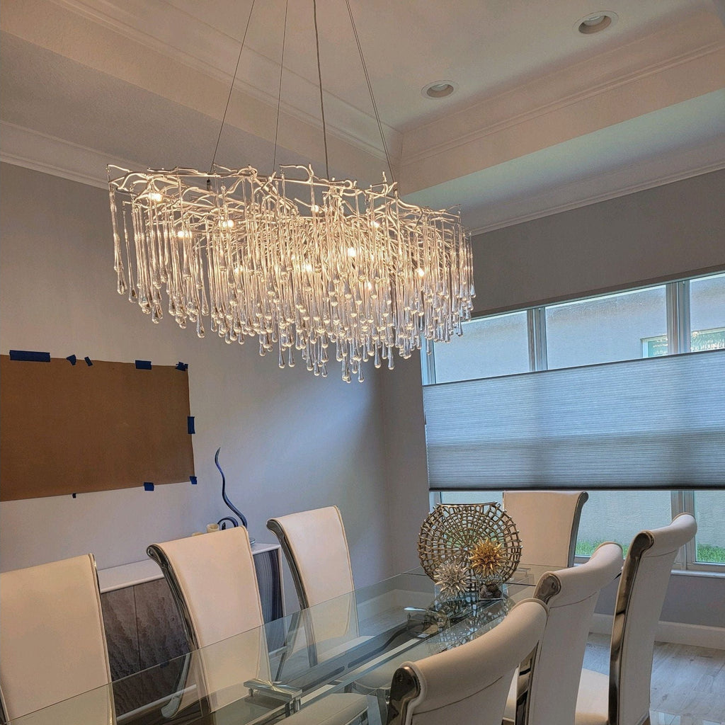 Lukas Oval Branching Brass Linear Teardrop Chandelier