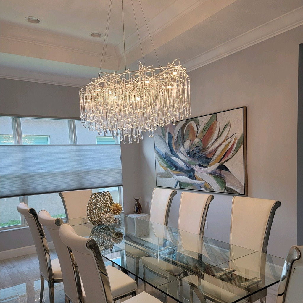 Lukas Oval Branching Brass Linear Teardrop Chandelier