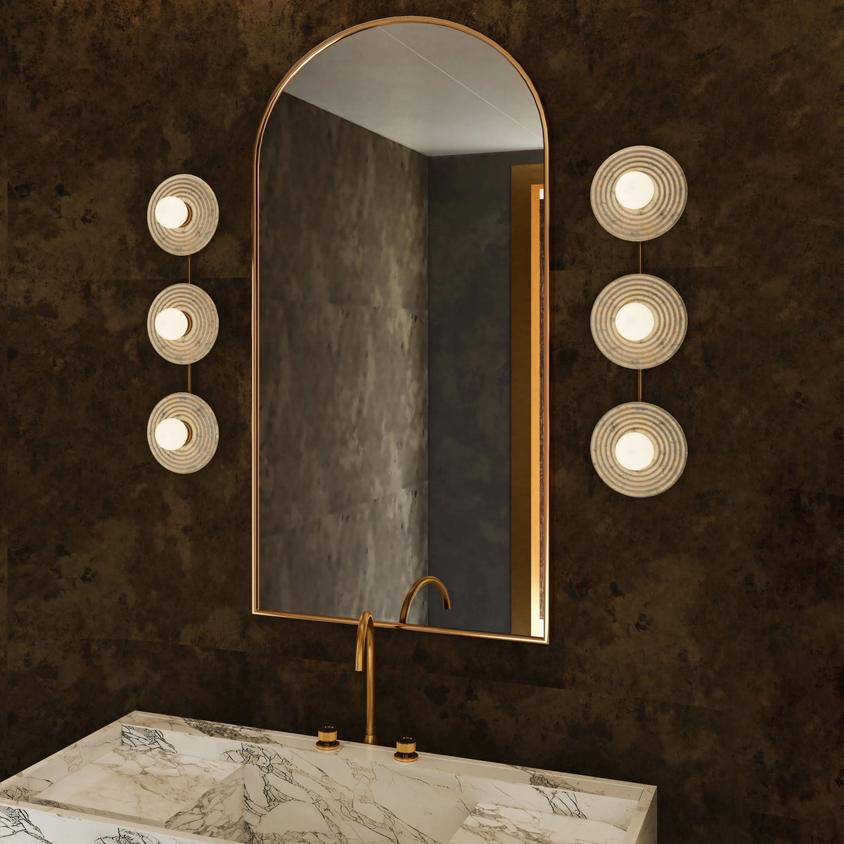 Dahlia Triple Alabaster Wall Sconce-Jecanoli
