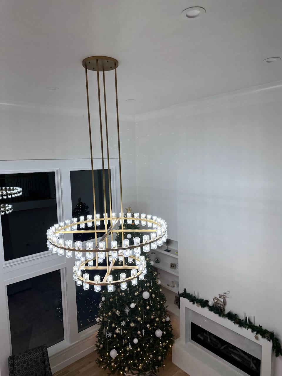 Auraline Crystal 2-Tier Round Chandelier 60"