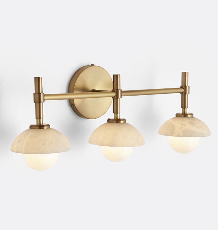 Alabaster Shade Greenwich Triple Wall Sconce-Jecanoli