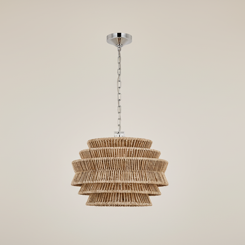 Antigua Drum Rattan Chandelier-Chandelier-Jecanoli