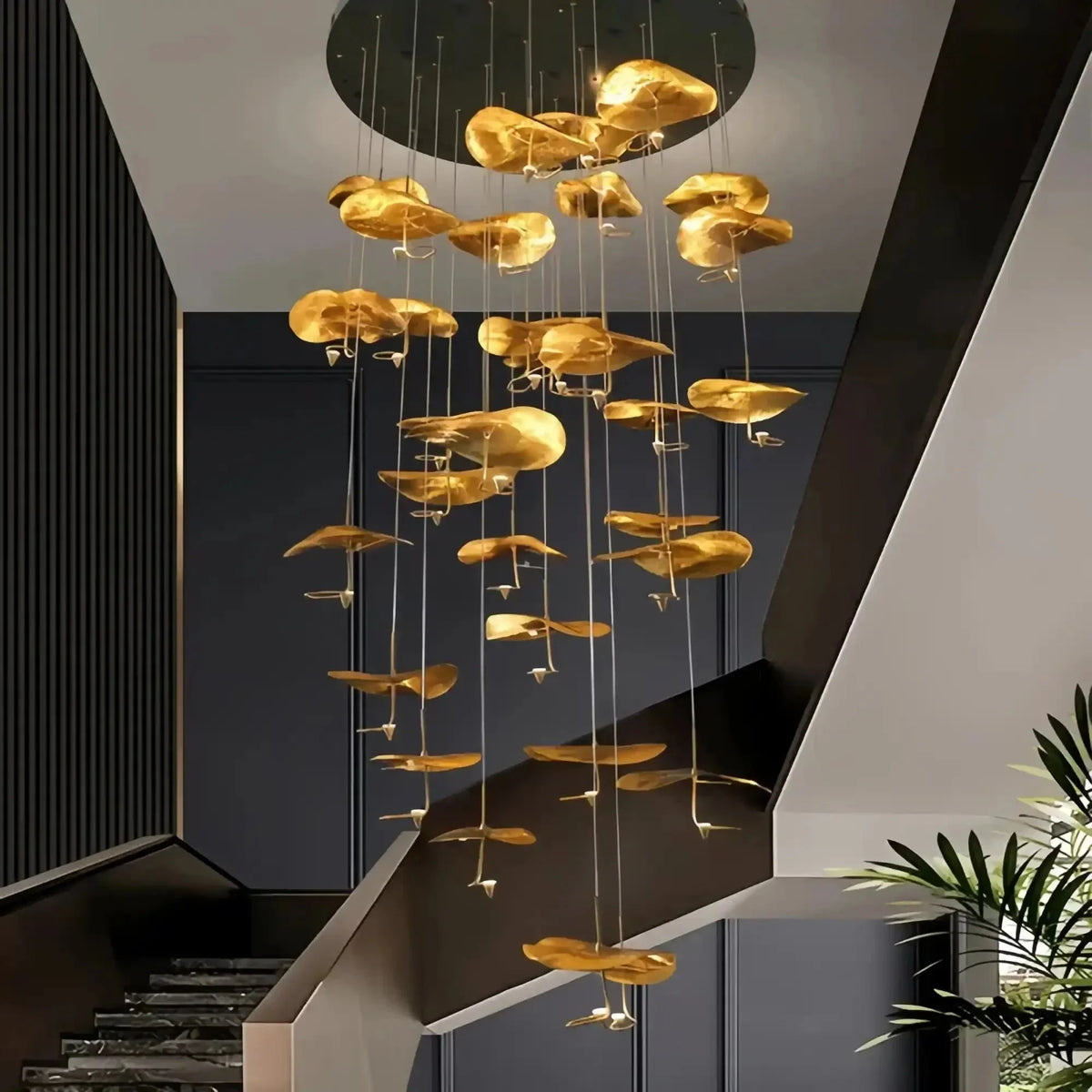 Jenissa Vintage Crystal Staircase Chandelier High Ceiling Luxury Lighting - 20 - LIghtGoldWarm LightJecanoli
