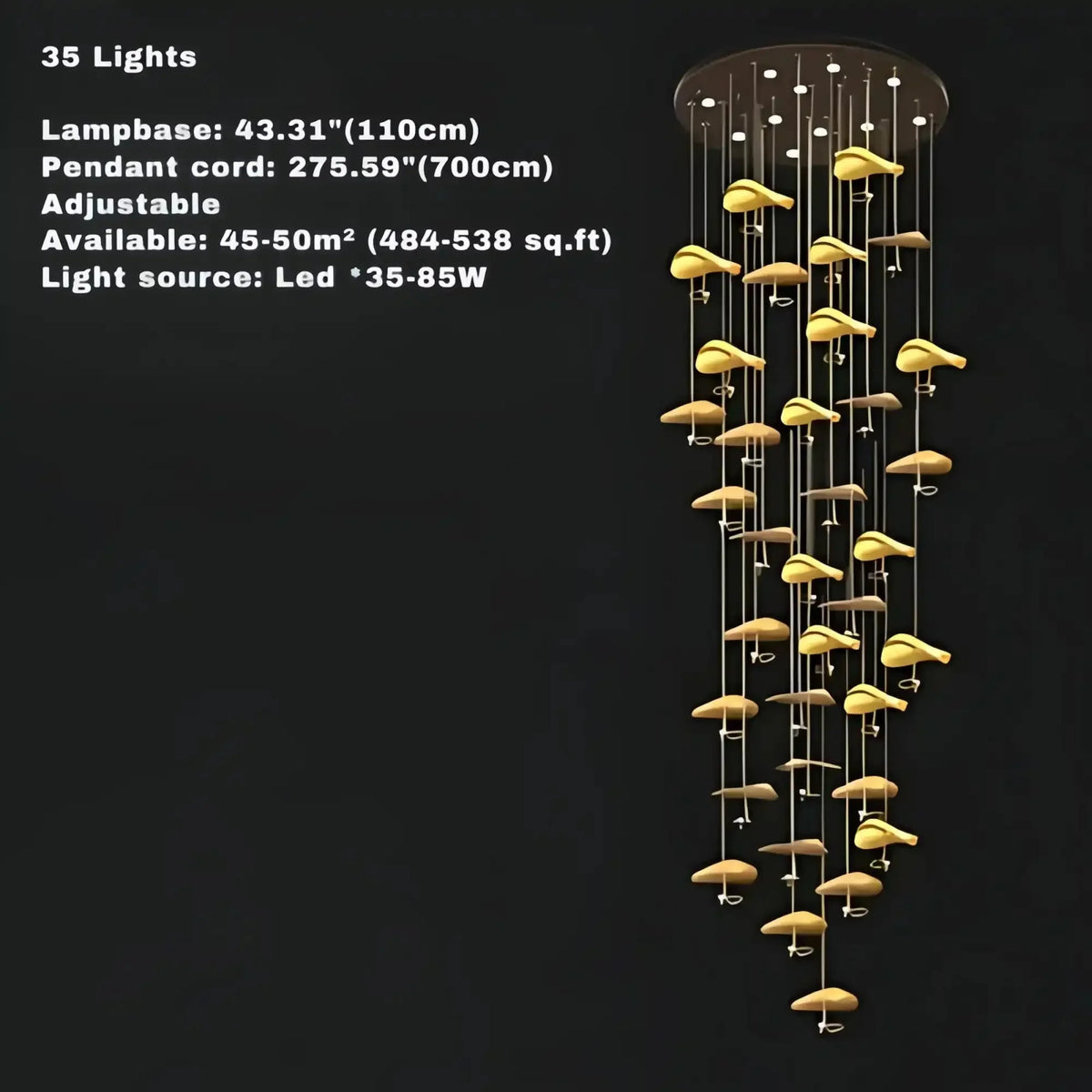 Jenissa Vintage Crystal Staircase Chandelier High Ceiling Luxury Lighting - 3 - LightGoldWarm LightJecanoli