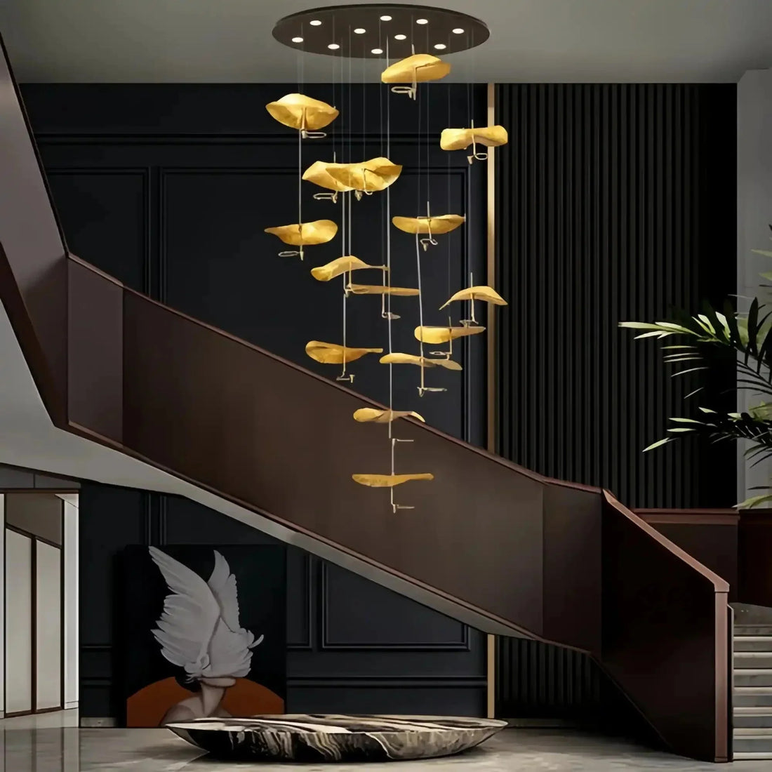 Jenissa Vintage Crystal Staircase Chandelier High Ceiling Luxury Lighting - 10 - LightGoldWarm LightJecanoli