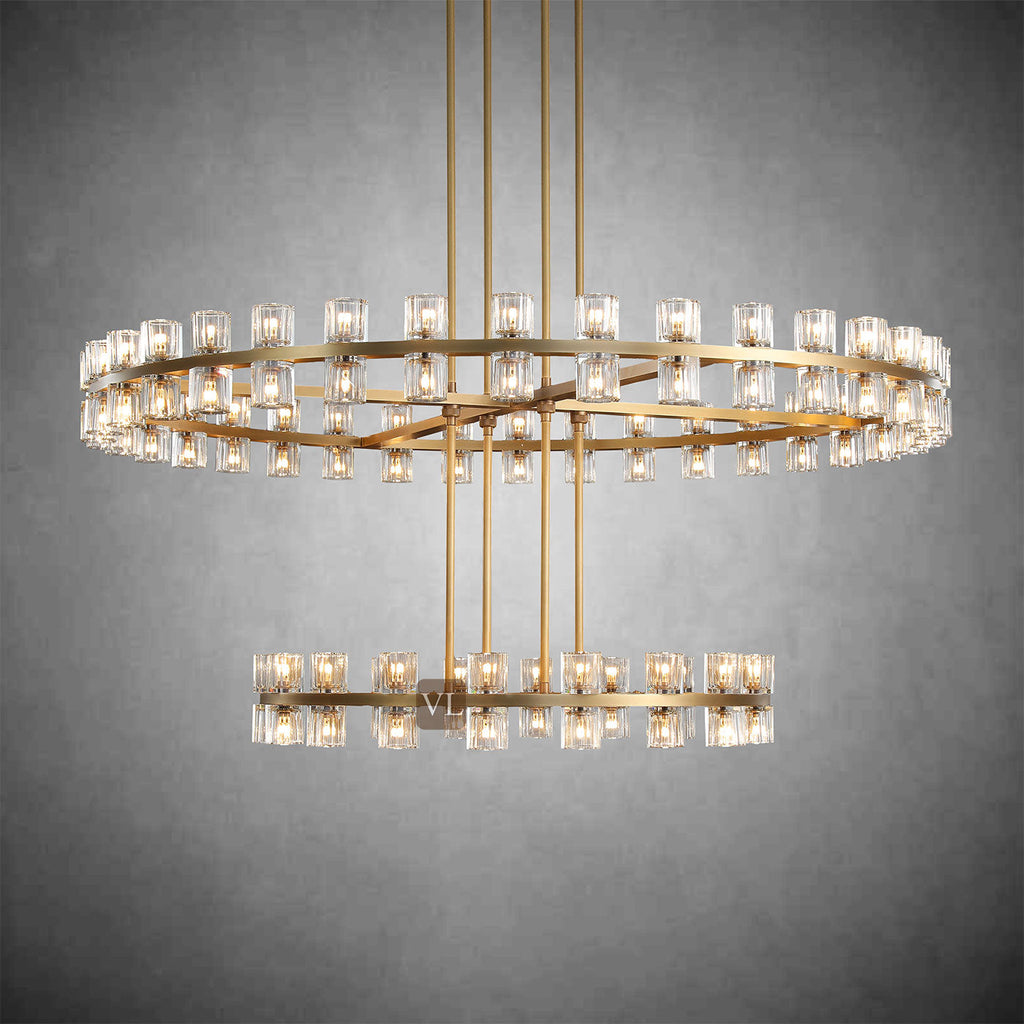 Auraline Crystal 2-Tier Round Chandelier 60"