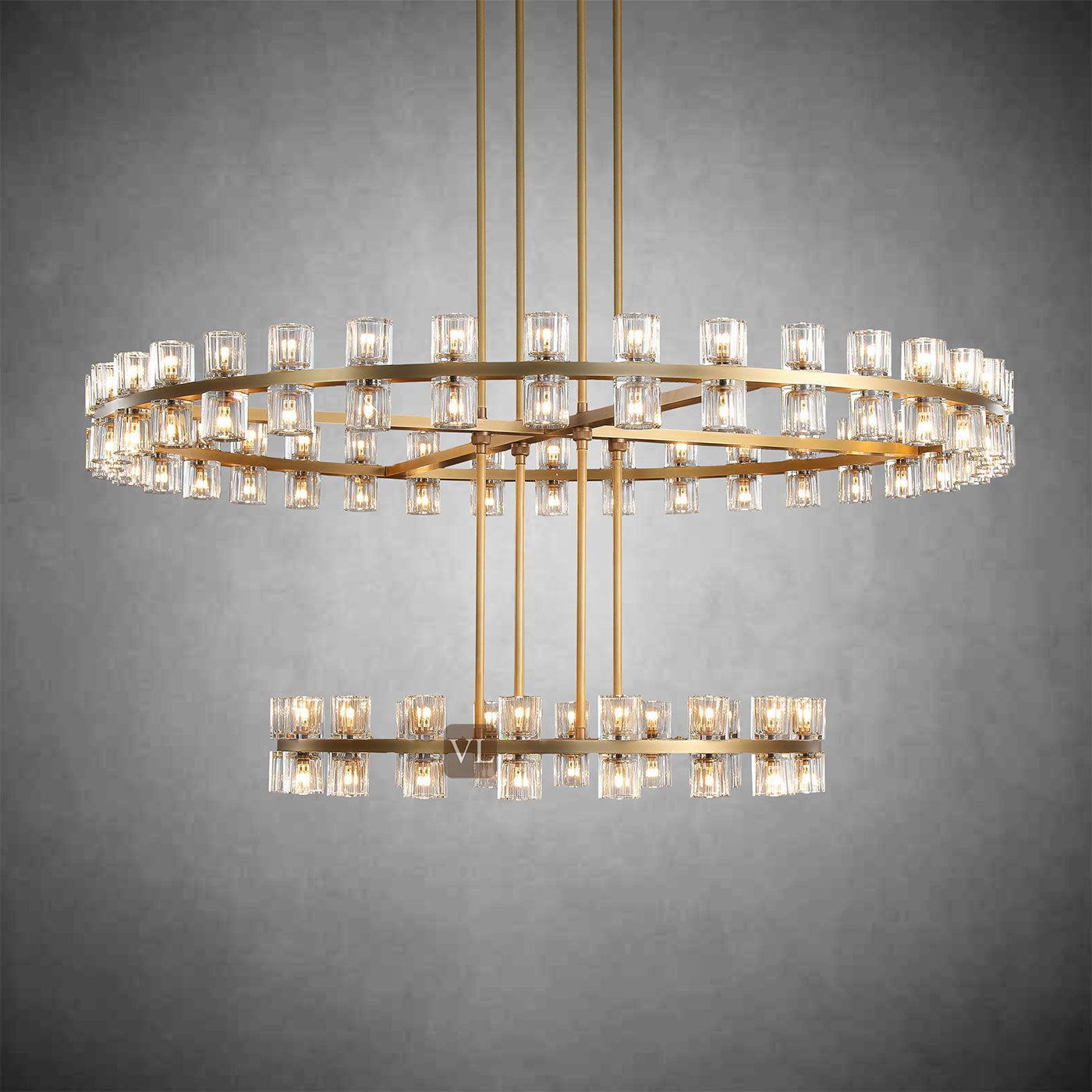 Auraline Crystal 2-Tier Round Chandelier 60"