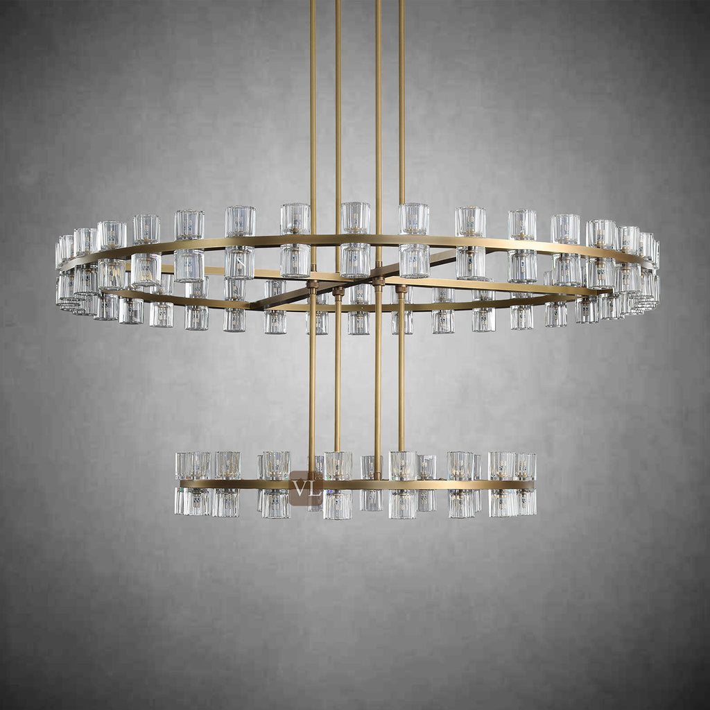 Auraline Crystal 2-Tier Round Chandelier 60"