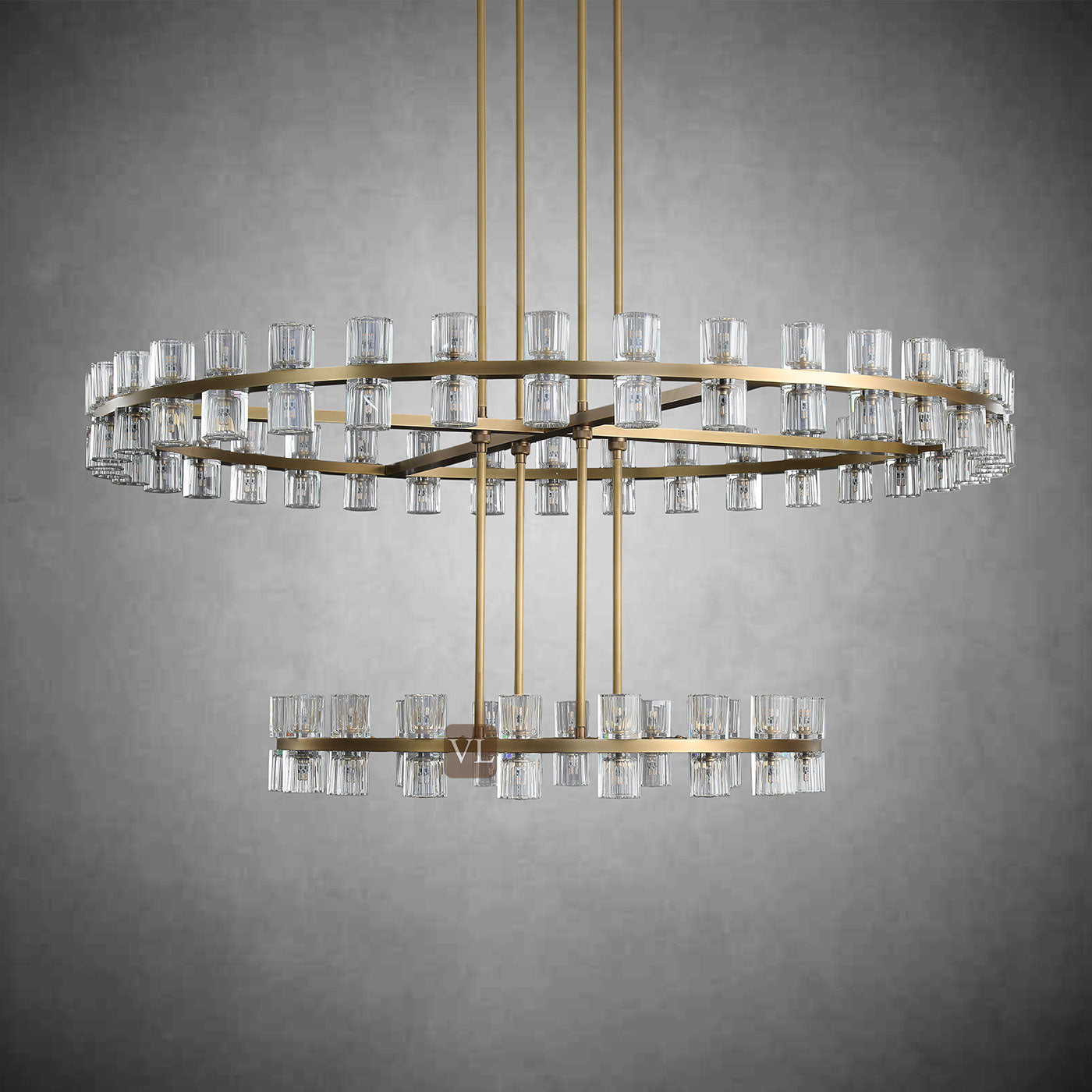 Auraline Crystal 2-Tier Round Chandelier 60"