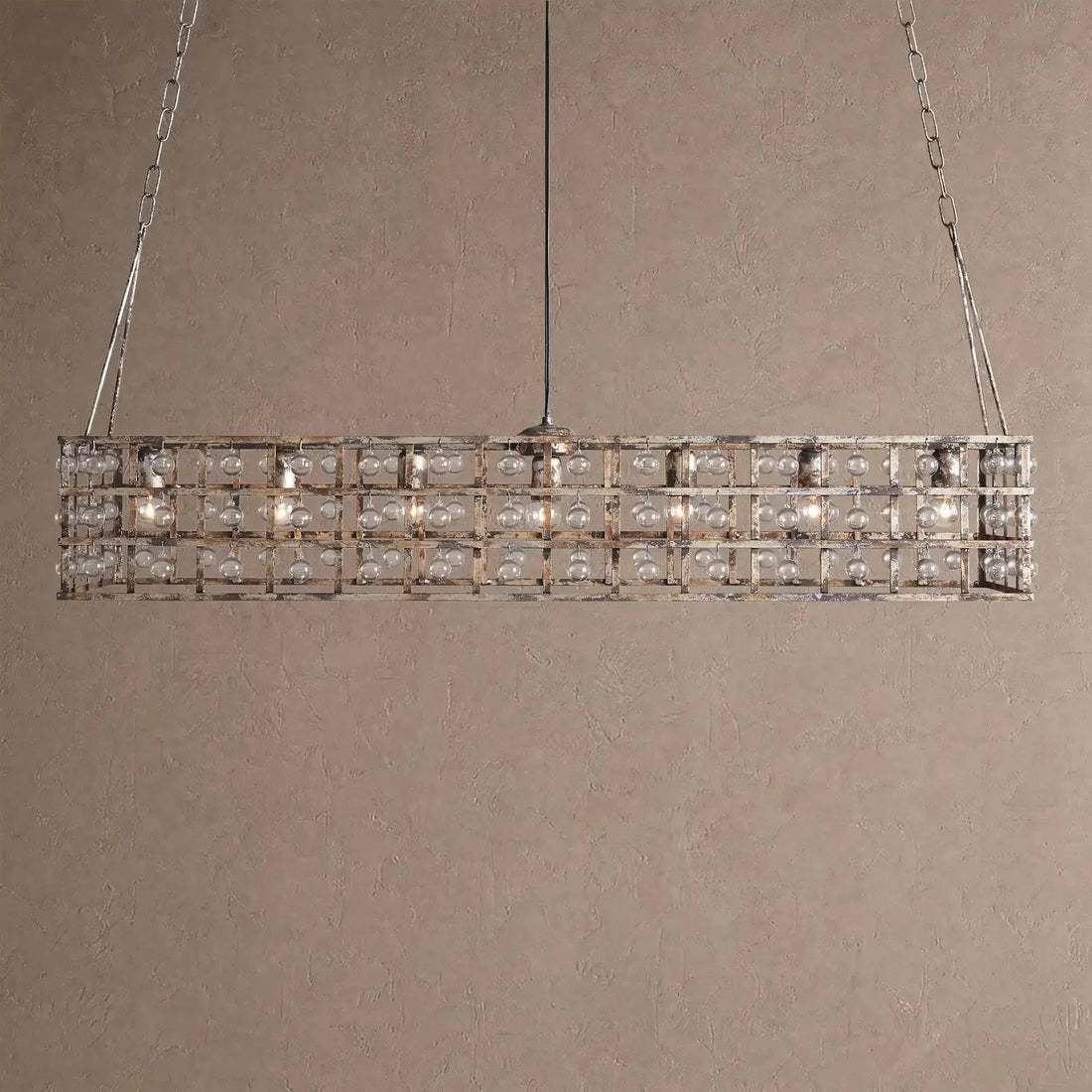 La Caged Rectangular Chandelier 7-Light - Silver ClayBlushlighting