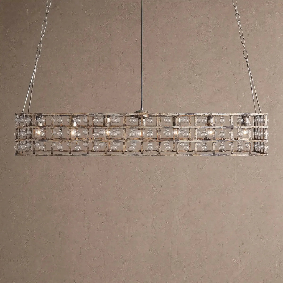 La Caged Rectangular Chandelier 7-Light - Silver ClayBlushlighting