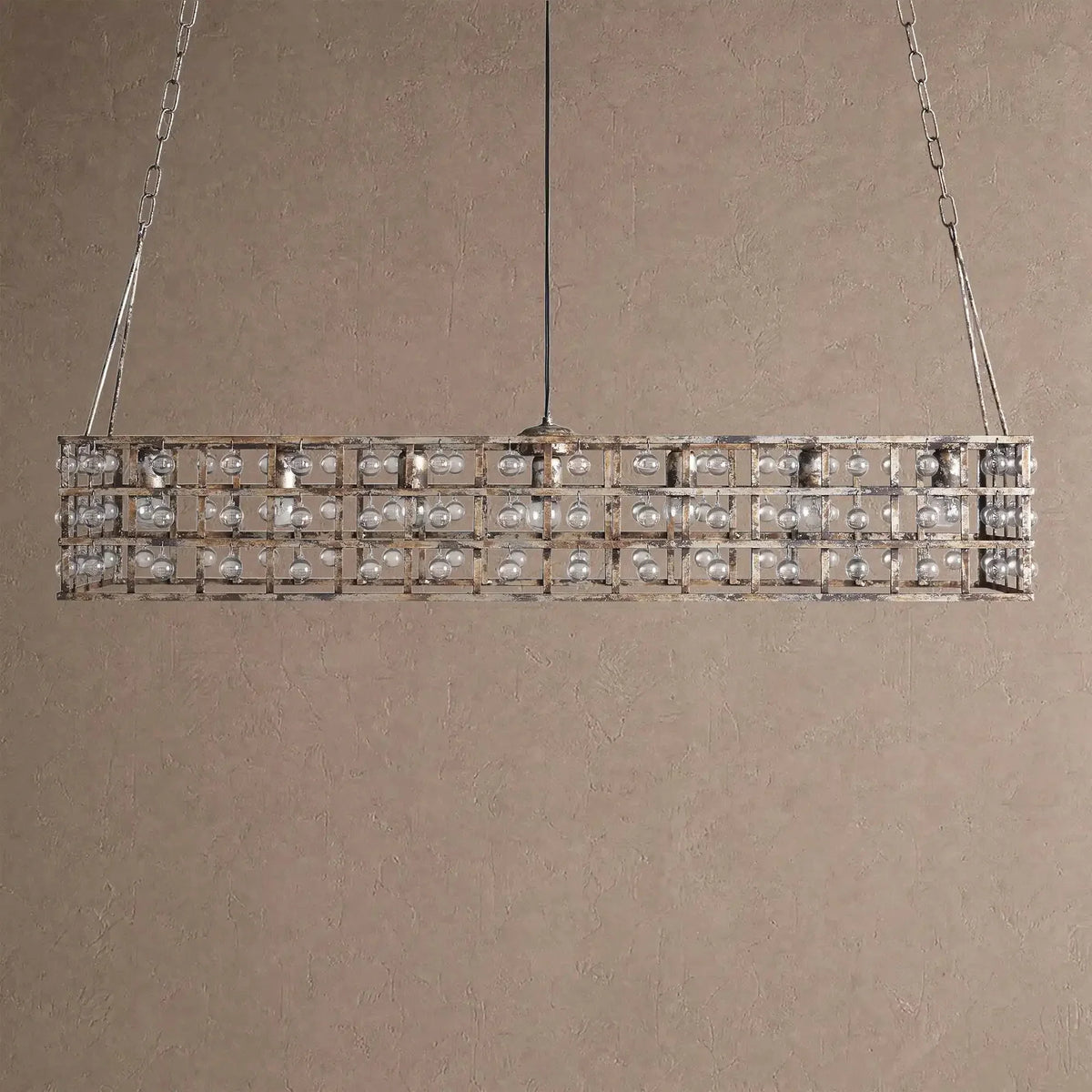 La Caged Rectangular Chandelier 7-Light - BlackBlushlighting