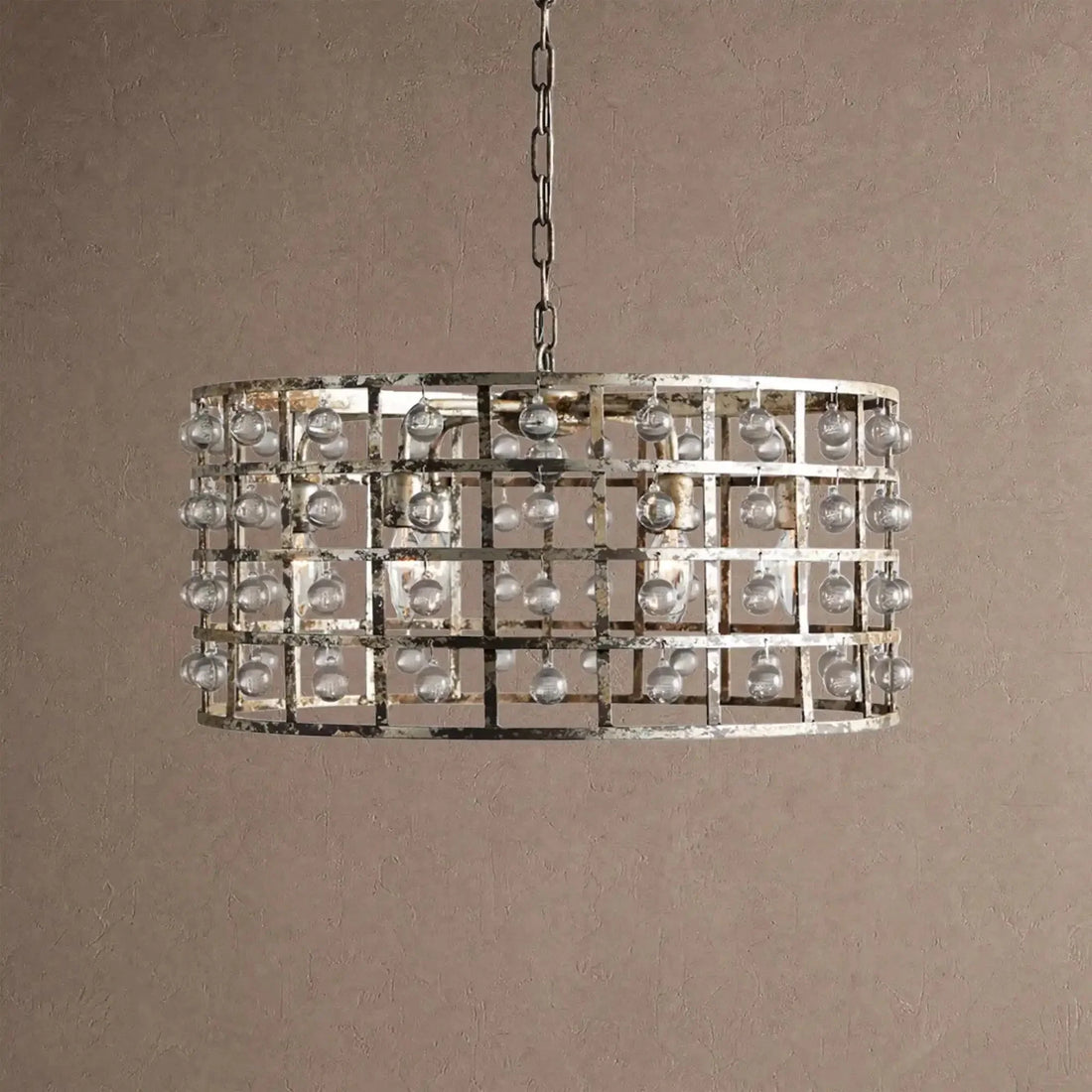 La Caged Round Chandelier 6/8/12 Light - 6-LightSilver ClayBlushlighting