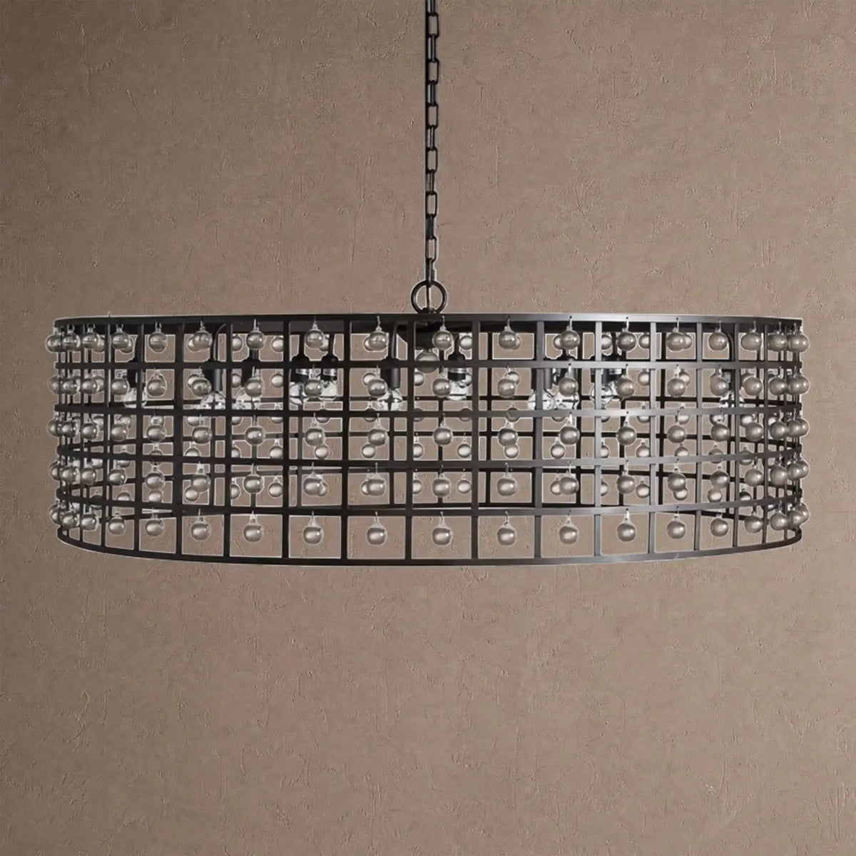 La Caged Round Chandelier 6/8/12 Light - 12-LightBlackBlushlighting