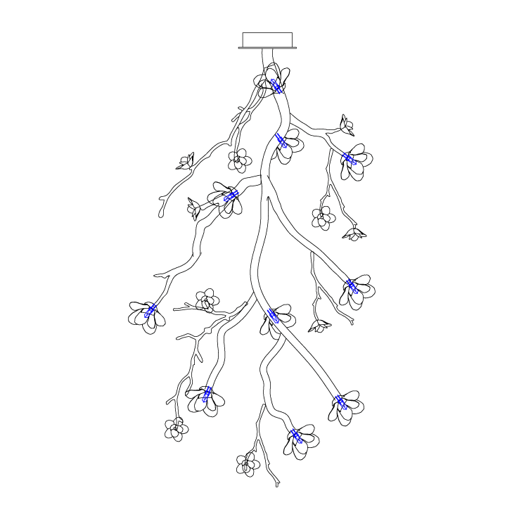 Large Long Branch Flower Chandelier-Jecanoli