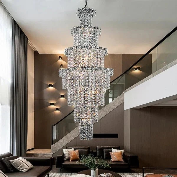 Large Multi - pieces Crystal Chandelier Stylish Ceiling Light Fixture For Foyer Living Room Staircase - D23.6"*H70.9"-Jecanoli