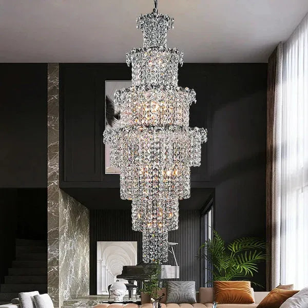 Large Multi - pieces Crystal Chandelier Stylish Ceiling Light Fixture For Foyer Living Room Staircase - D23.6"*H70.9"-Jecanoli