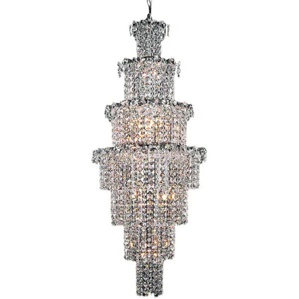 Large Multi - pieces Crystal Chandelier Stylish Ceiling Light Fixture For Foyer Living Room Staircase - D23.6"*H70.9"-Jecanoli