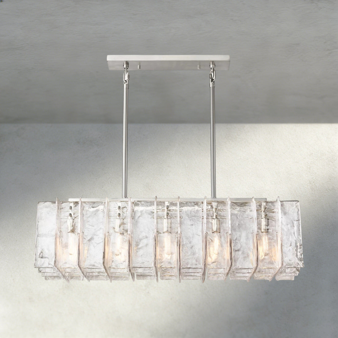 Lattice Clear Glass Rectangular Chandelier 49", 67"-Chandelier-Jecanoli