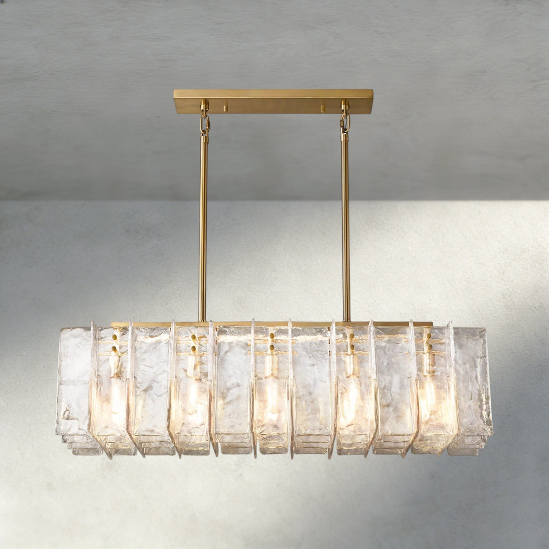 Lattice Clear Glass Rectangular Chandelier 49", 67"-Chandelier-Jecanoli
