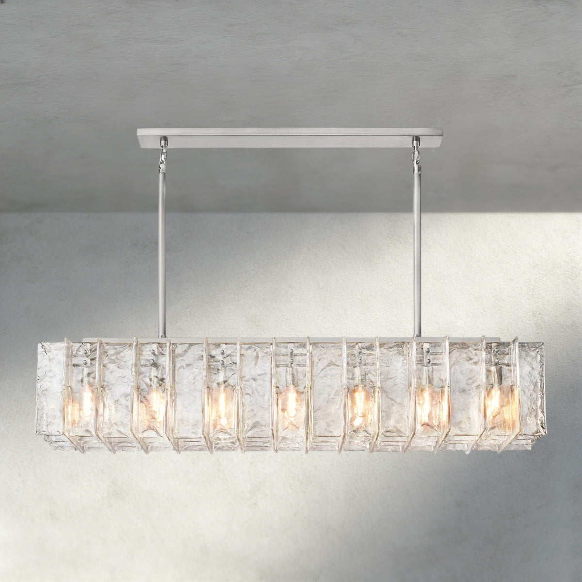 Lattice Clear Glass Rectangular Chandelier 49", 67"-Chandelier-Jecanoli