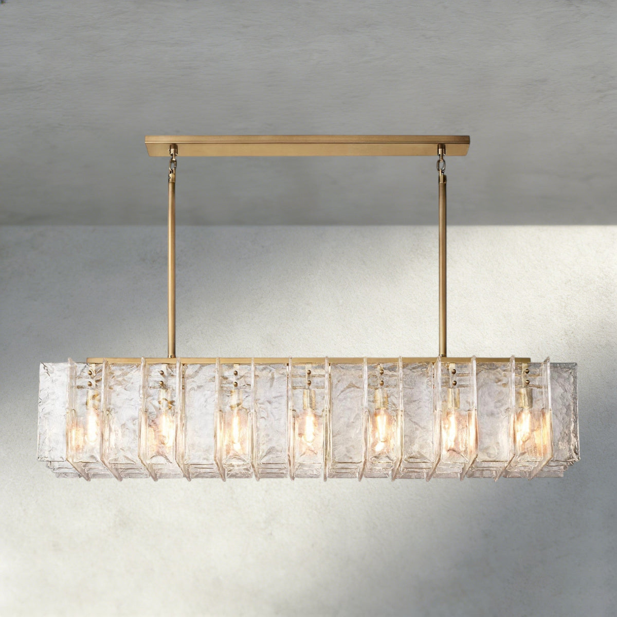 Lattice Clear Glass Rectangular Chandelier 49", 67"-Chandelier-Jecanoli