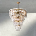 Lattice Clear Glass Tiered Round Chandelier 36