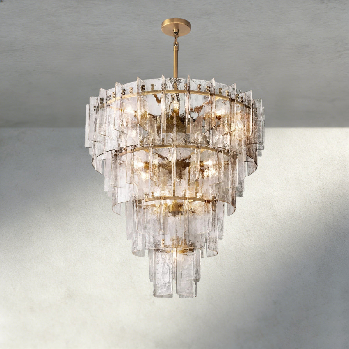Lattice Clear Glass Tiered Round Chandelier 36", 47"-Chandelier-Jecanoli