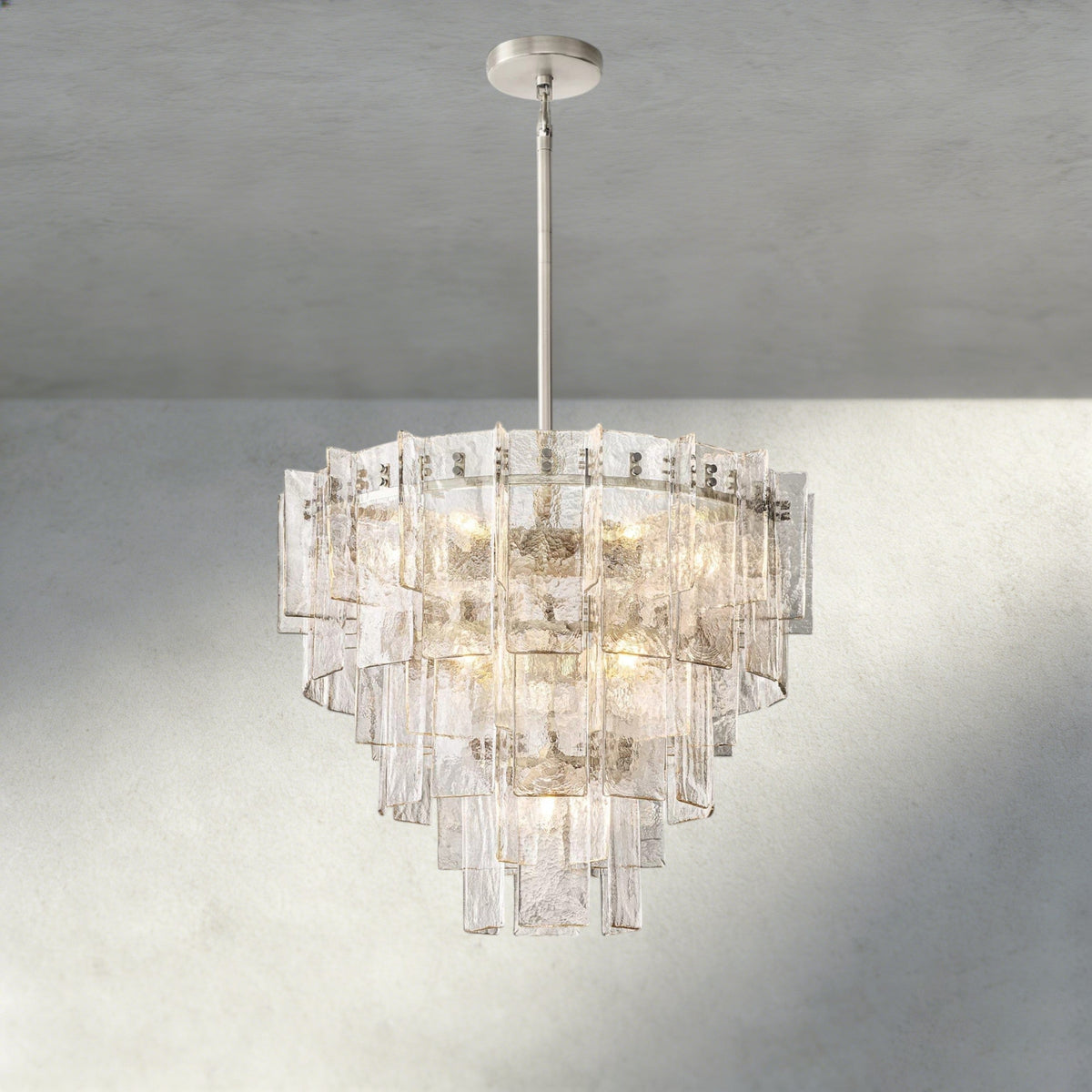 Lattice Clear Glass Tiered Round Chandelier 36", 47"-Chandelier-Jecanoli