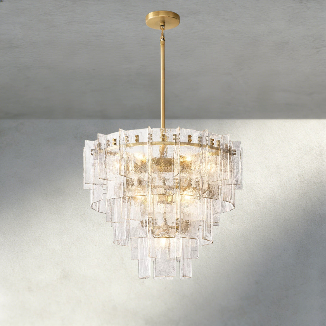 Lattice Clear Glass Tiered Round Chandelier 36", 47"-Chandelier-Jecanoli