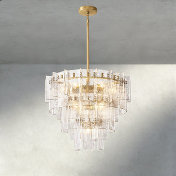 Lattice Clear Glass Tiered Round Chandelier 36", 47"-Chandelier-Jecanoli