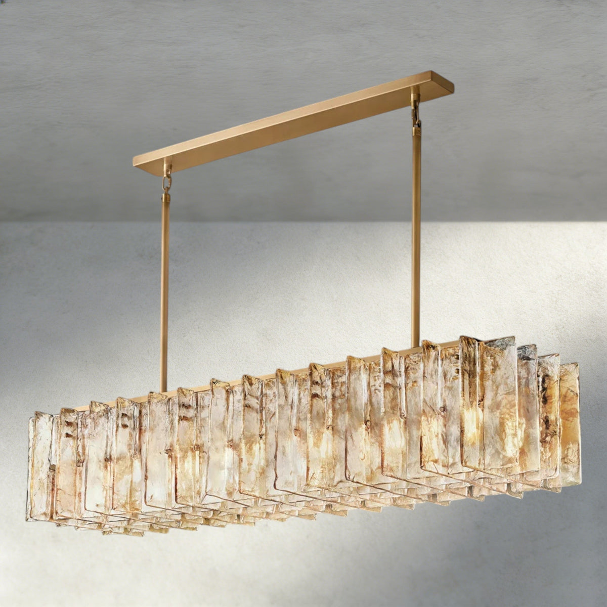Lattice Smoke Glass Linear Chandelier 49", 67"-Chandelier-Jecanoli