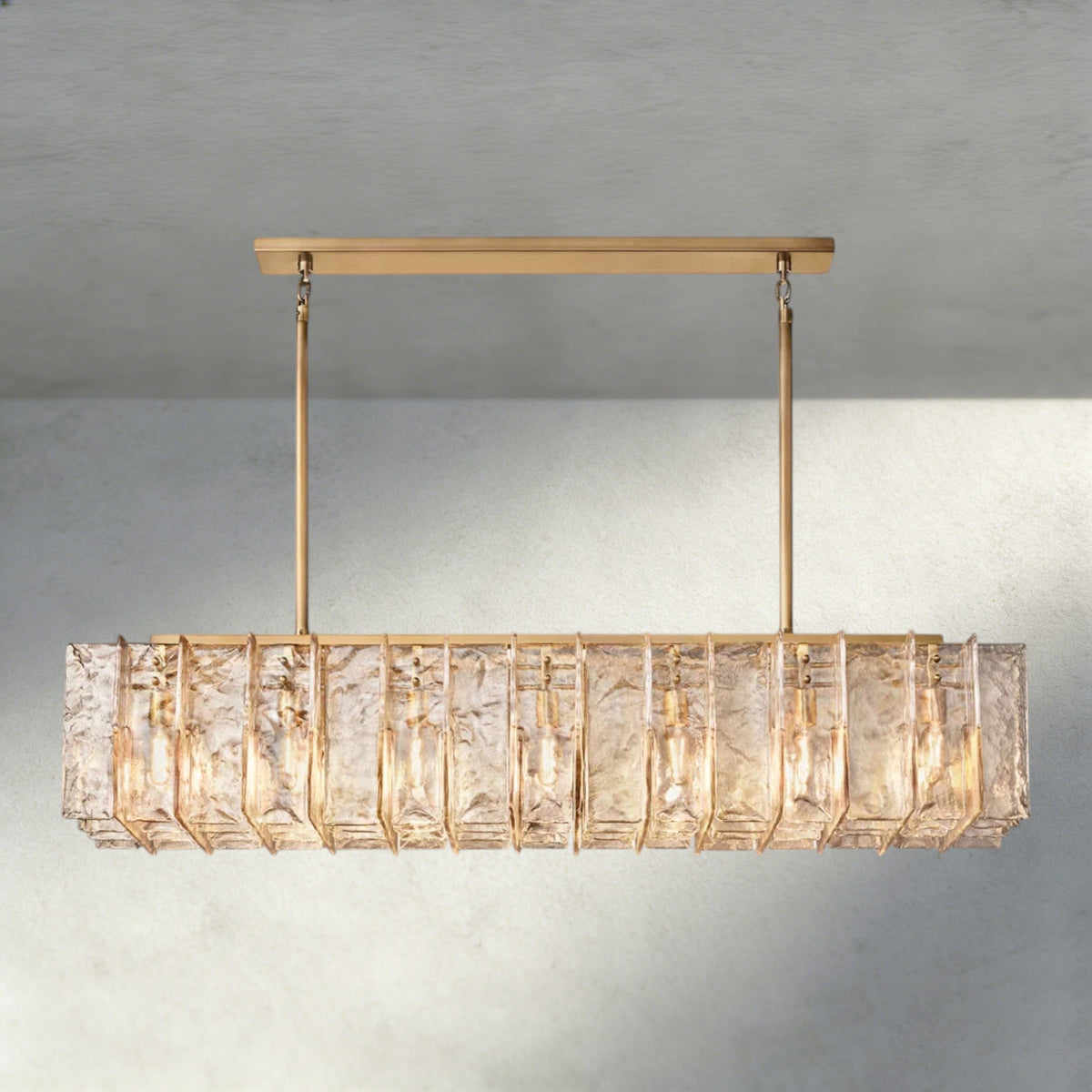 Lattice Smoke Glass Linear Chandelier 49", 67"-Chandelier-Jecanoli