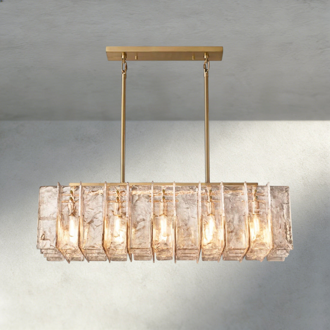 Lattice Smoke Glass Linear Chandelier 49", 67"-Chandelier-Jecanoli