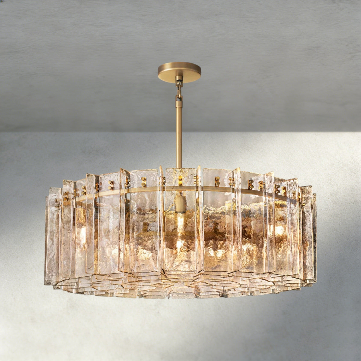 Lattice Smoke Glass Round Chandelier 37", 48"-Chandelier-Jecanoli