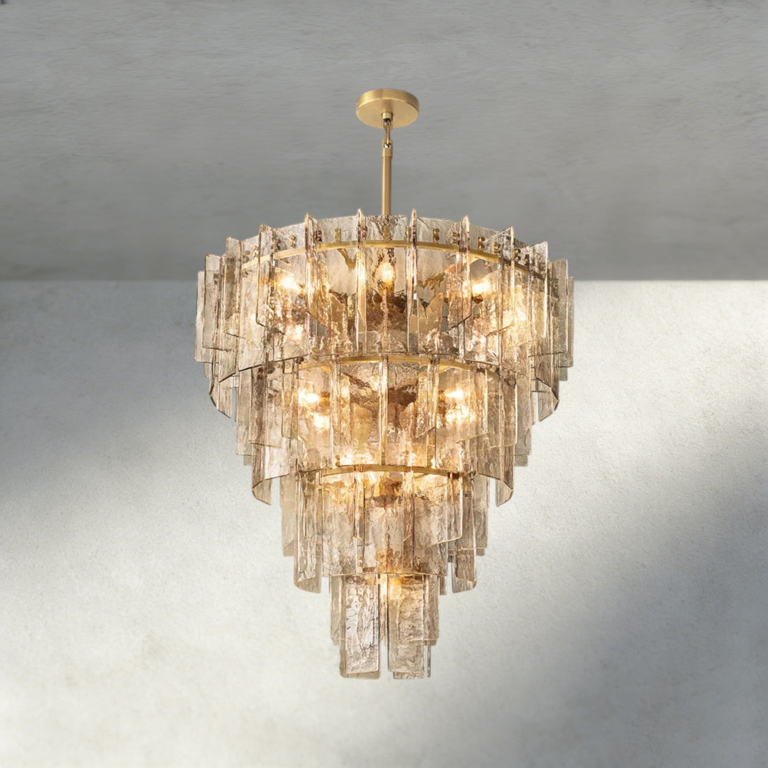 Lattice Smoke Glass Tiered Round Chandelier 36", 47"-Chandelier-Jecanoli