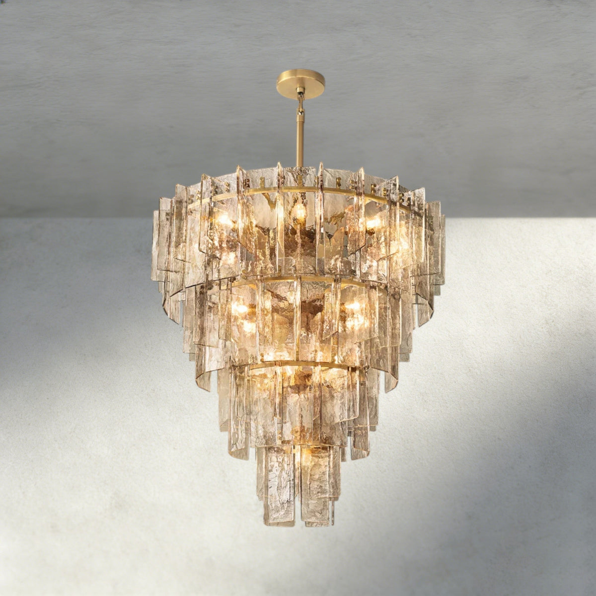Lattice Smoke Glass Tiered Round Chandelier 36", 47"-Chandelier-Jecanoli