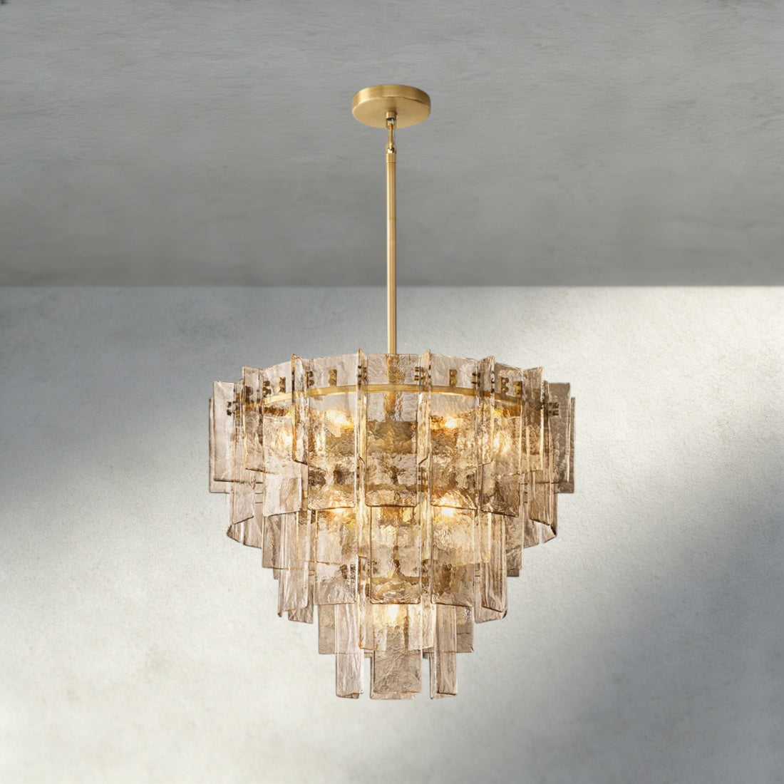 Lattice Smoke Glass Tiered Round Chandelier 36", 47"-Chandelier-Jecanoli