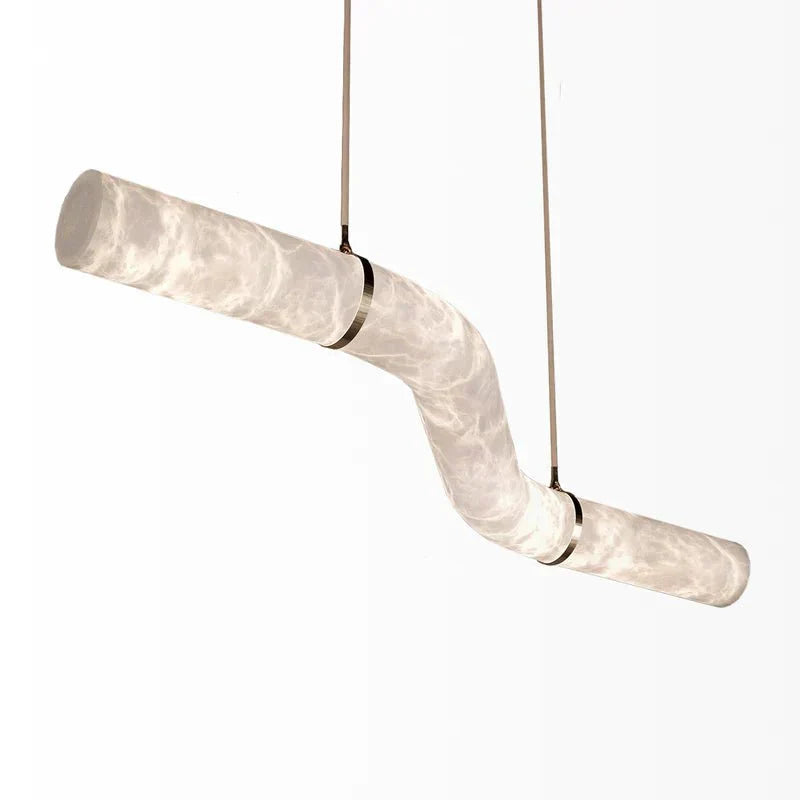 Liberty Curved Pendant Alabaster Chandelier, Pendant Light Over Dining Table-Jecanoli