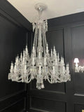Light Luxury Classic Long Version Tiered Candle Light Crystal Chandelier for High-ceiling Rooms/Living Room - 84 Lights/D79.92