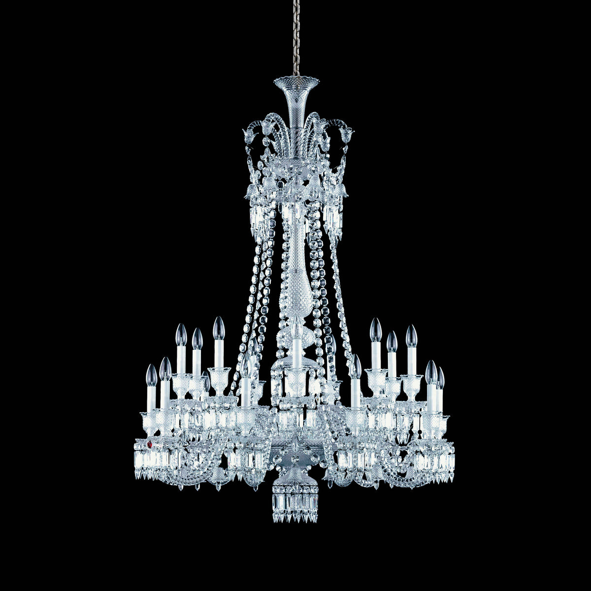Light Luxury Classic Long Version Tiered Candle Light Crystal Chandelier for High-ceiling Rooms/Living Room - 18 Lights/D40.16"*H53.94"Without LampshadeWarm LightJecanoli