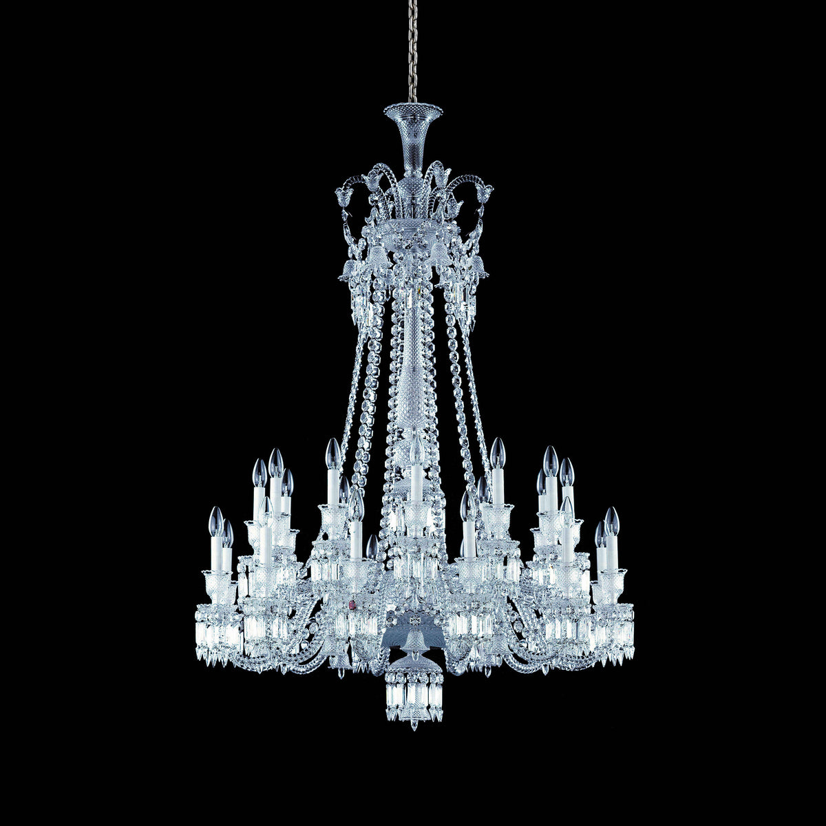 Light Luxury Classic Long Version Tiered Candle Light Crystal Chandelier for High-ceiling Rooms/Living Room - 8 Lights/D26.38"*H44.49"Without LampshadeWarm LightJecanoli