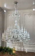 Light Luxury Classic Long Version Tiered Candle Light Crystal Chandelier for High-ceiling Rooms/Living Room - 84 Lights/D79.92