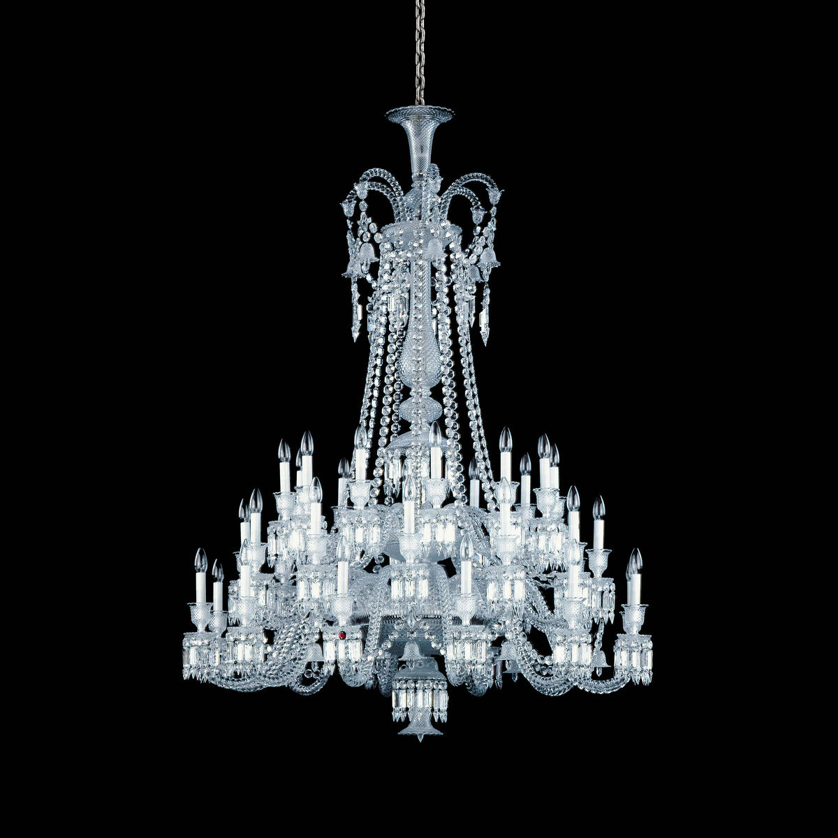 Light Luxury Classic Long Version Tiered Candle Light Crystal Chandelier for High-ceiling Rooms/Living Room - 36 Lights/D51.18"*H67.32"Without LampshadeWarm LightJecanoli