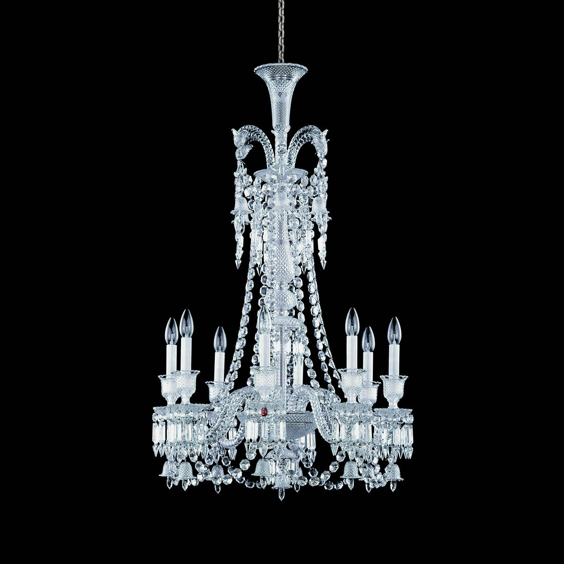 Light Luxury Classic Long Version Tiered Candle Light Crystal Chandelier for High-ceiling Rooms/Living Room - 8 Lights/D26.38"*H44.49"Without LampshadeWarm LightJecanoli