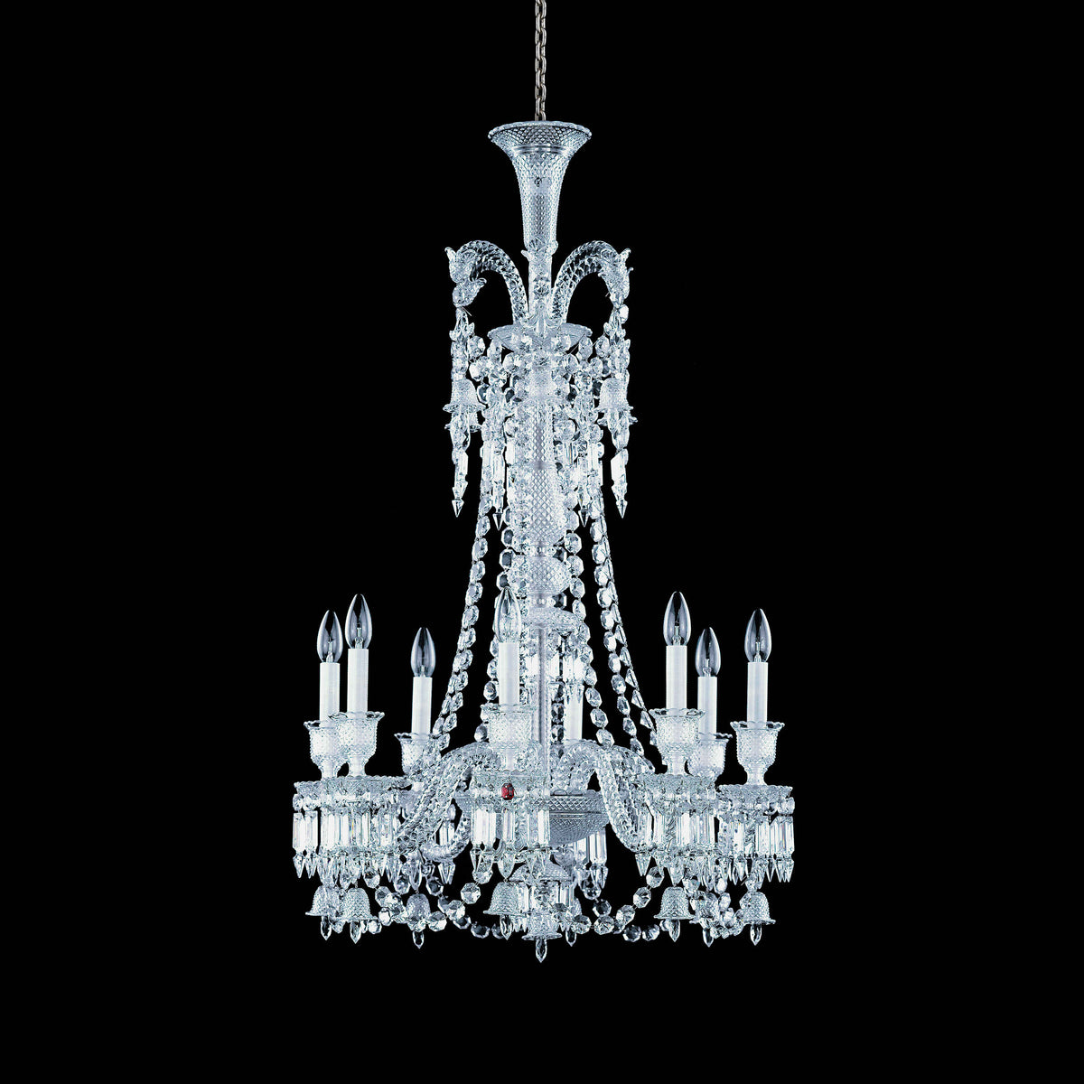 Light Luxury Classic Long Version Tiered Candle Light Crystal Chandelier for High-ceiling Rooms/Living Room - 8 Lights/D26.38"*H44.49"Without LampshadeWarm LightJecanoli