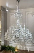 Light Luxury Classic Long Version Tiered Candle Light Crystal Chandelier for High-ceiling Rooms/Living Room - 84 Lights/D79.92