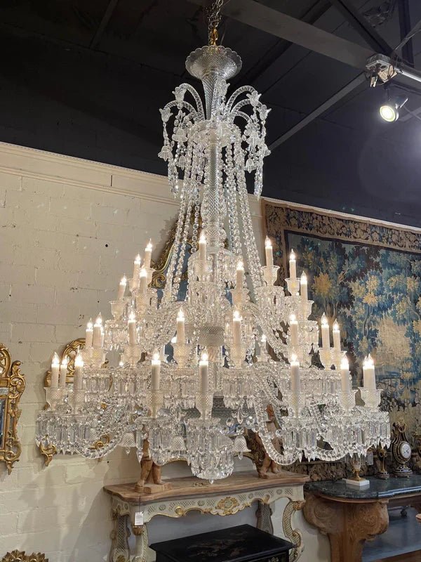 Light Luxury Classic Long Version Tiered Candle Light Crystal Chandelier for High-ceiling Rooms/Living Room - 48 Lights/D55.12"*H77.95"/118kgWithout LampshadeWarm LightJecanoli
