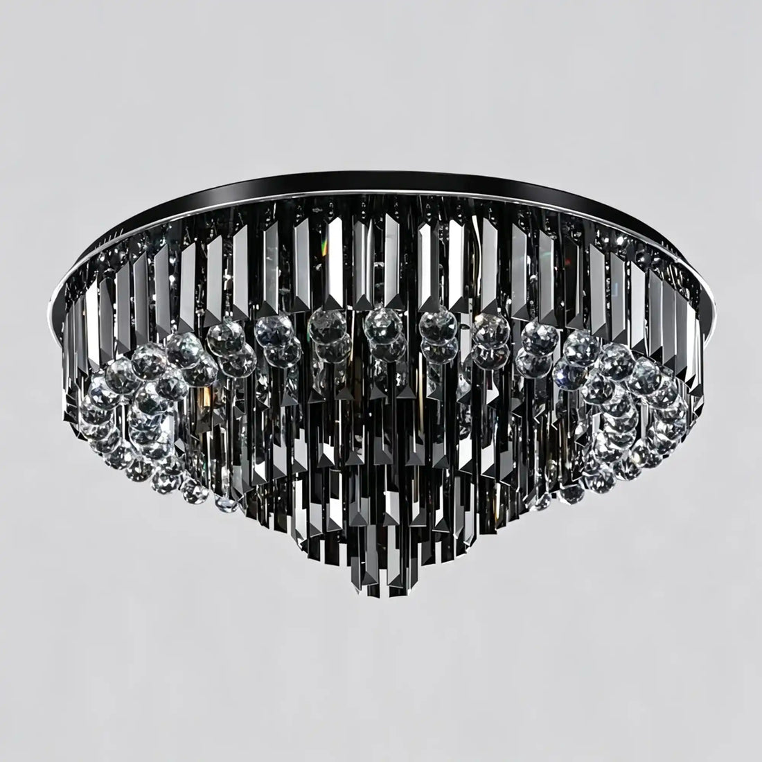 Light Luxury Smoke Gray Round Crystal Flush Mount