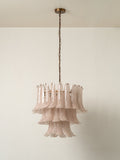 Lonso Taupe Mid-Century Brass & Glass Chandelier – Vintage Glam
